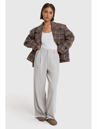 ALIX Cropped Check Blazer warm brown