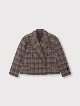 ALIX Cropped Check Blazer warm brown
