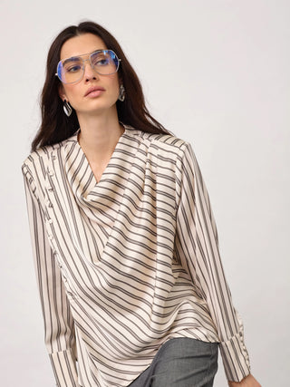 Co´Couture Helly Button Stripe Blouse offwhite