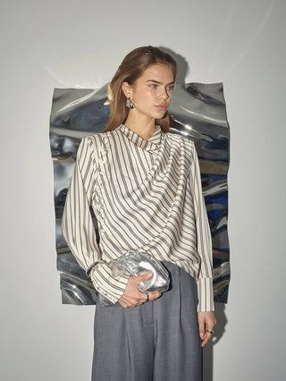Co´Couture Helly Button Stripe Blouse offwhite