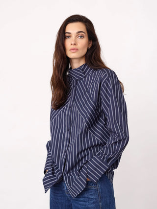Co´Couture Somo stripe Funnel Shirt navy