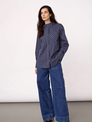 Co´Couture Somo stripe Funnel Shirt navy