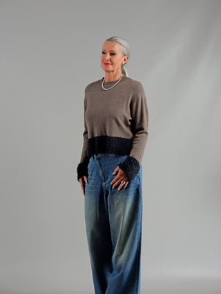 OFF#DLY Fake Fur Pulli taupe