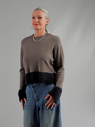 OFF#DLY Fake Fur Pulli taupe