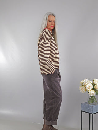 OFF#DLY Longsleeve Stripes braun/beige