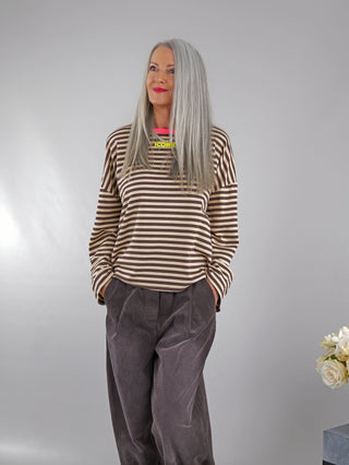 OFF#DLY Longsleeve Stripes braun/beige