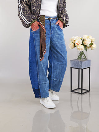 OFF#DLY Wide Leg Baloon Denim midblue