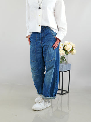 OFF#DLY Wide Leg Denim midblue
