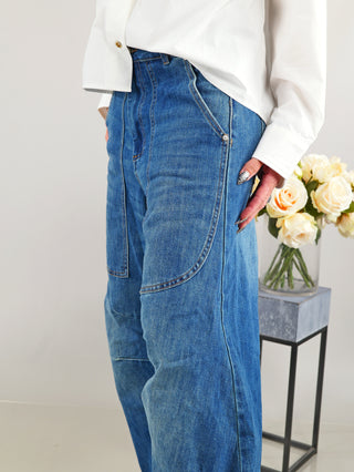 OFF#DLY Wide Leg Denim midblue