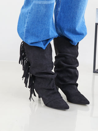 OFF#DLY Boots Fransen black
