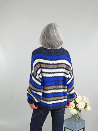 OFF#DLY Cardigan Brixen Blue Stripes