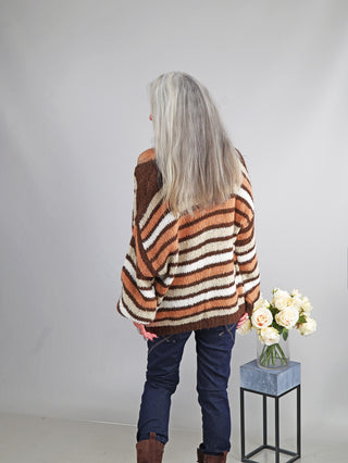 OFF#DLY Cardigan Brixen Camel Beige Stripe