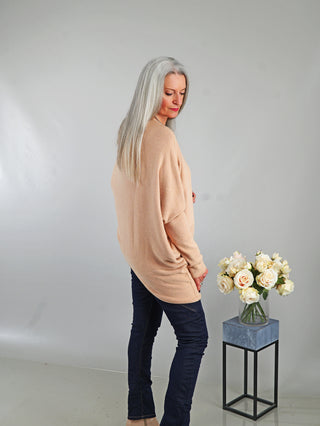OFF#DLY Pulli Irene asymetric beige