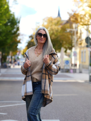 OFF#DLY Hoodie-Jacke Camel White