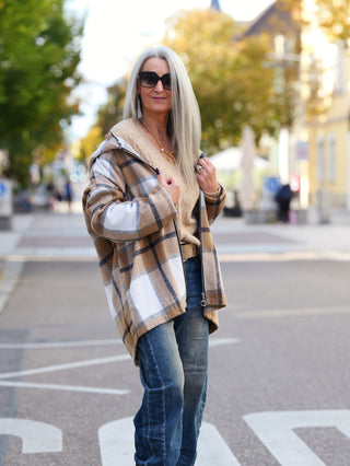 OFF#DLY Hoodie-Jacke Camel White