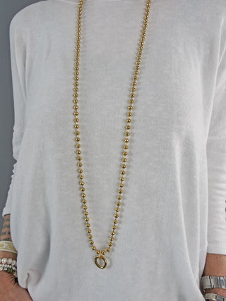 Kugelkette vario 100 cm, eine goldene Halskette mit 5mm runden Gliedern, allergie- und nickelfrei, glänzend verarbeitet, Gesamtlänge kürzbar auf etwa 100 cm.