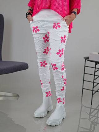 OFF#DLY Joggpant Flower white/pink
